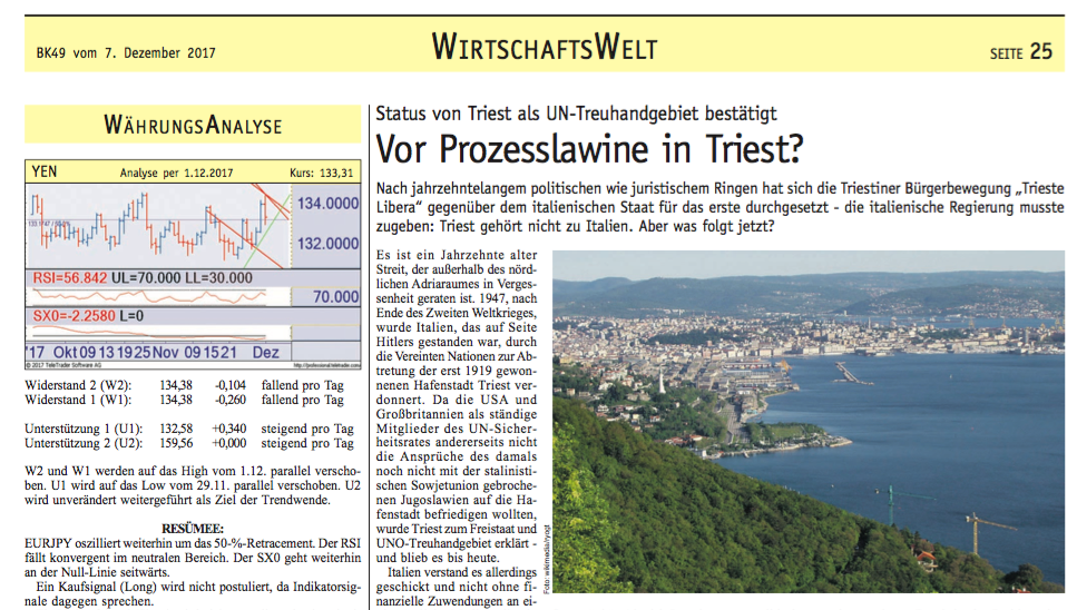 Vienna: the Börsen-Kurier about Trieste’s legal action on taxation VS the Italian Government