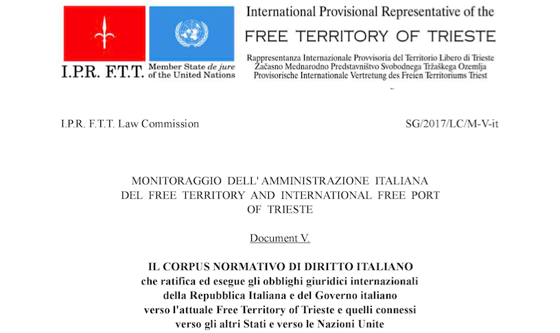 Consolidata la questione legale e fiscale del Free Territory of Trieste