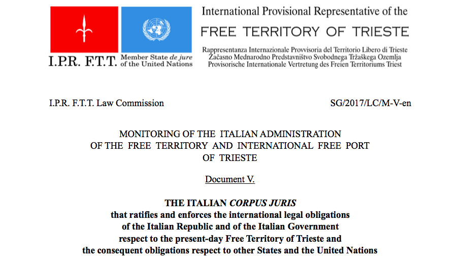 The legal and fiscal question of the Free Territory of Trieste is consolidated