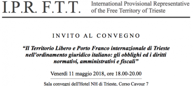 Trieste: primo convegno giuridico-economico sul Free Territory & international Free Port