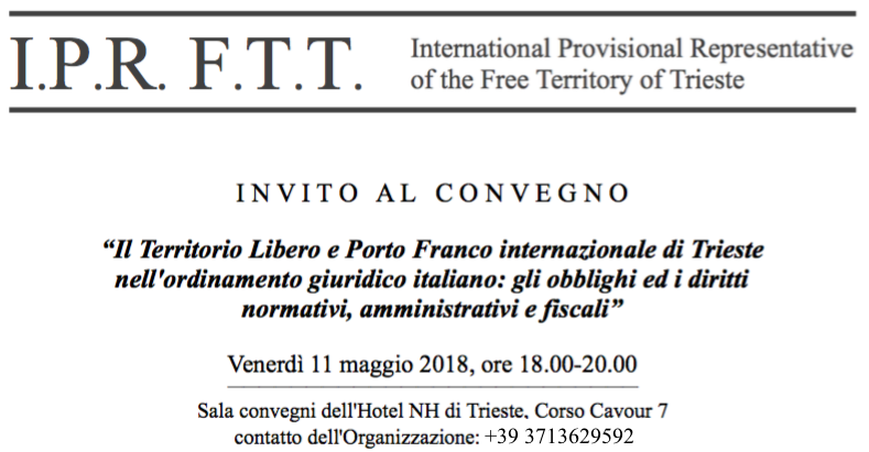 Trieste: primo convegno giuridico-economico sul Free Territory & international Free Port